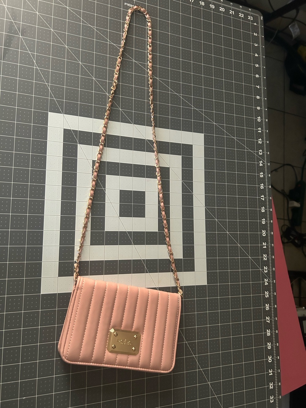 bebe Quilted Pink Crossbody with Gold Chain